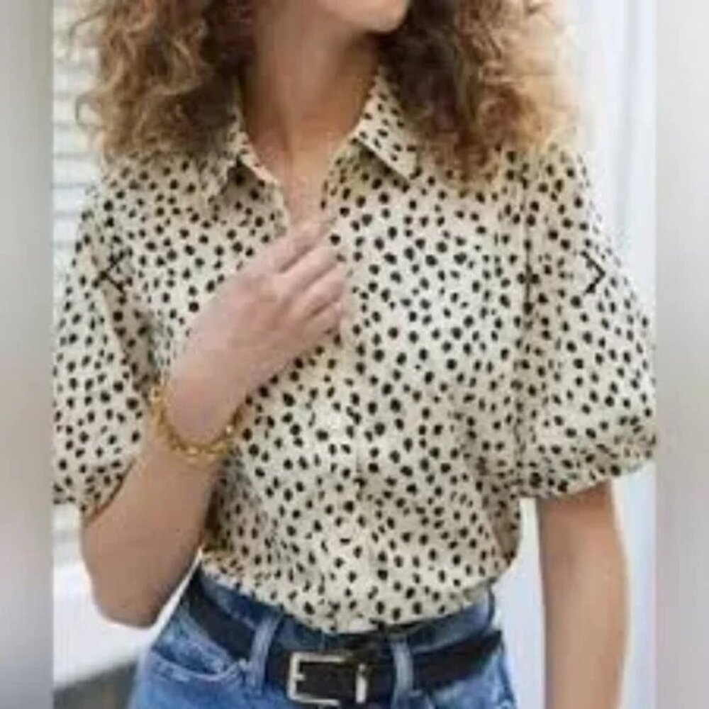 AYR The Puff Piece Poplin Button Down With Puff Sleeves